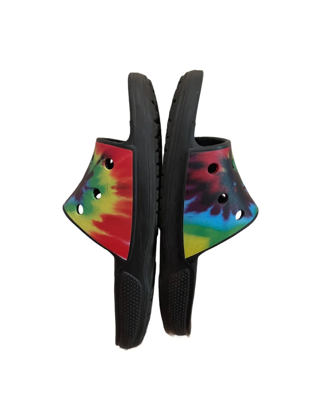 Mens 11 Crocs Classic Crocs Tiedye Graphic Slide Sandal Ventilation Holes